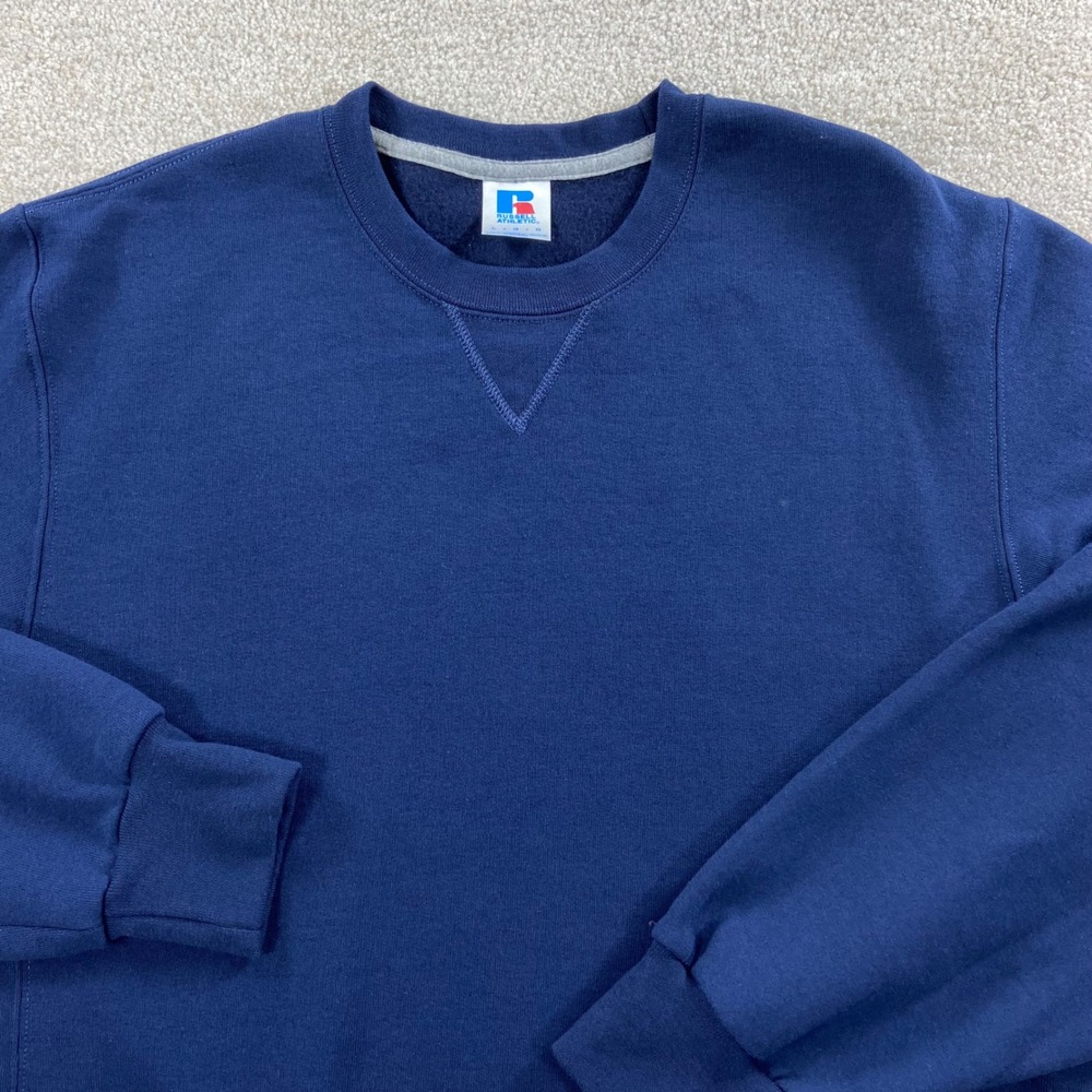 Vtg Russell Athletic Sweatshirt Mens Large Navy Blue Crewneck Fleece Pullover L